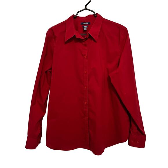 Chaps Ralph Lauren XXL RED NO IRON COTTON BLOUSE BUTTON DOWN - Picture 1 of 7
